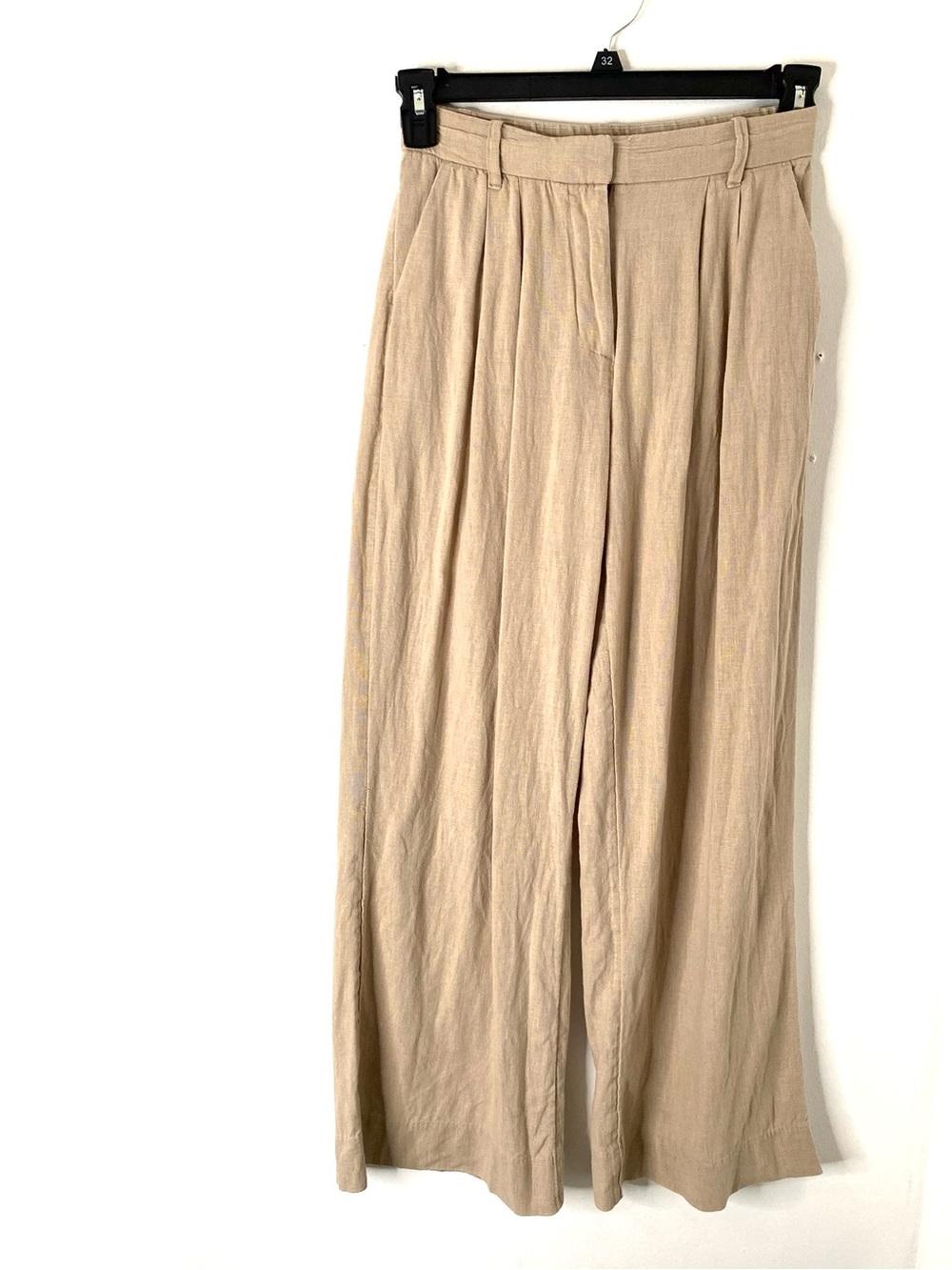 Abercrombie & Fitch Linen Blend Wide Leg Pants High Rise Beige